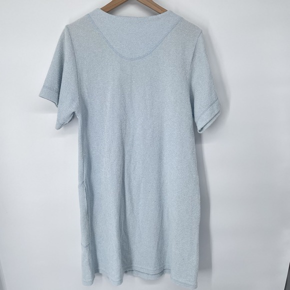 VTG 90s Delicates Spa Terry Cloth Bath Robe Women S Light Blue Pockets Full Zip - Picture 8 of 10